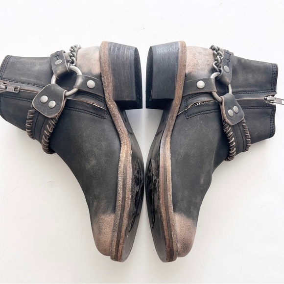 Free People Boots Stony Desert Boot Leather Washed Black Brown Booties western - Picture 3 of 9